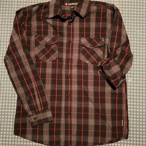 Airwalk Boys 14-16 Black Plaid Long Sleeve Button Down Shirt